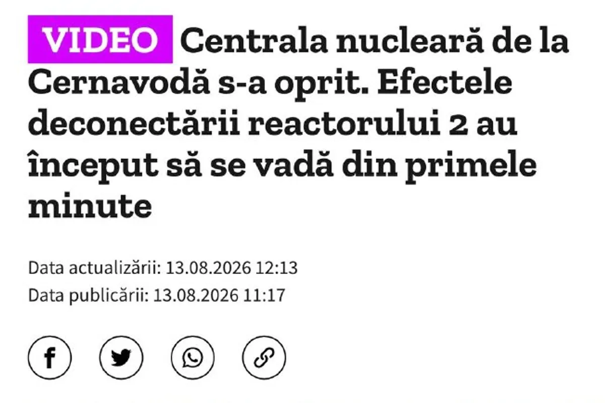 Romania Shuts Down Nuclear Plant for First Time in 23 Years Due to Drought